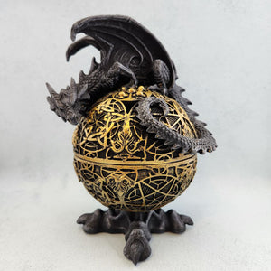 Dragon Dome Black & Gold Trinket Box 