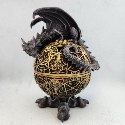 Dragon Dome Black & Gold Trinket Box (approx. 20.5x15.5x11cm)