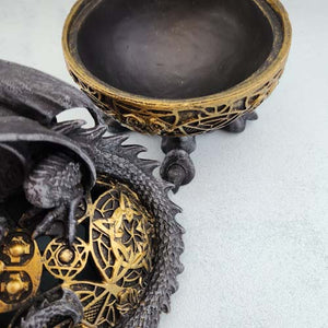 Dragon Dome Black & Gold Trinket Box 