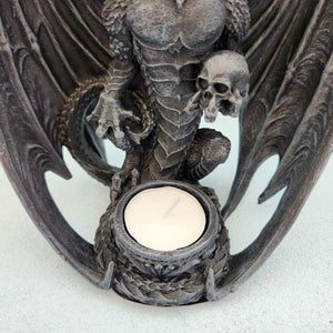Dragon Holding Skull Tealight 