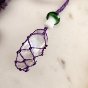 Aura Quartz & Glass Mushroom Wrapped Pendant 