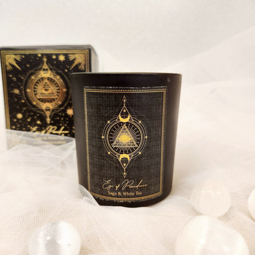 Sage & White Tea Eye of Providence Manifestation Candle (approx. 20 hrs. burn time)