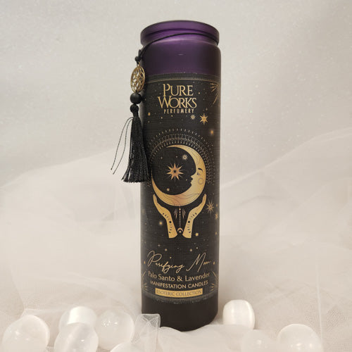 Palo Santo & Lavender Purifying Moon Manifestation Candle (approx. 65 hrs.burn time)