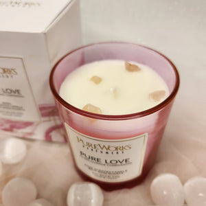 Pure Love Rose Candle With Rose Quartz