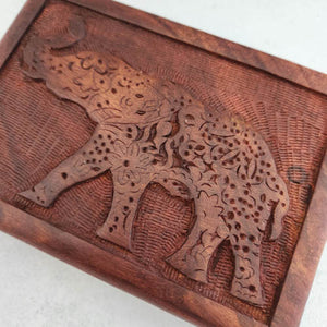 Carved Box with Elephant Mandala Design