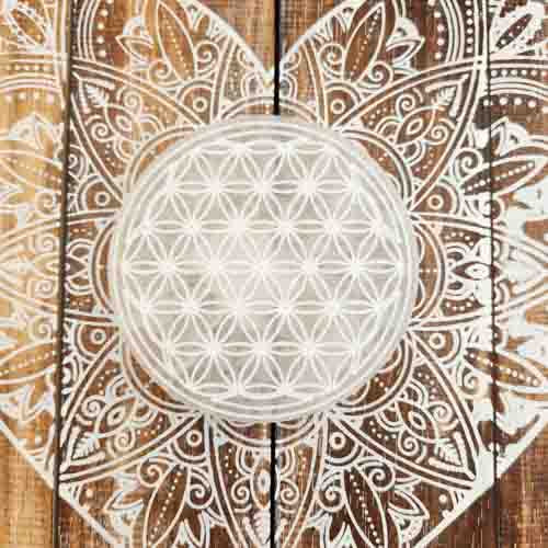 Selenite Flower of Life Charging Plate (assorted. approx. 10.2-10.3x1.5-1.6cm)
