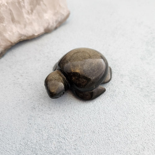 Silver Sheen Obsidian Turtle (approx. 2x5.2x4.1cm)