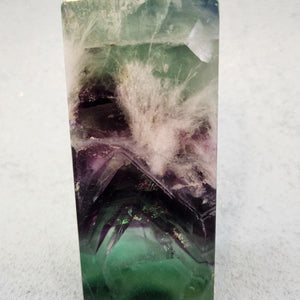 Rainbow Fluorite Obelisk with White Inclusion