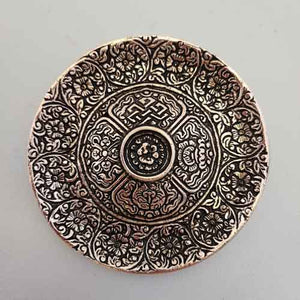 Tibetan Round Aluminium Incense Burner 