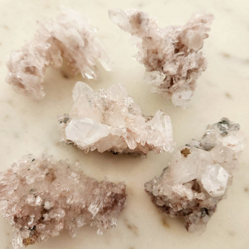 Pink Lithium Included Quartz Cluster from Colombia (assorted. approx. 6.3-8.4x3.2-7.5x3-7.5cm)