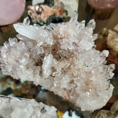 Pink Lithium Included Quartz with Fluorite Cluster from Colombia (approx. 13.6x10.1x6.7cm)