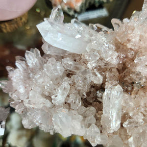 Pink Lithium Included Quartz with Fluorite Cluster