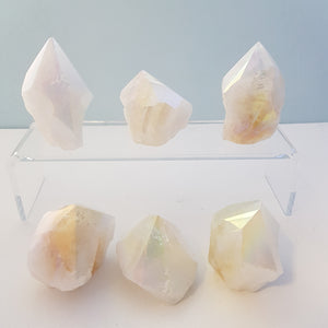 Angel Aura Quartz Partially Polished Point (lasered. assorted. approx. 5.1-7.7x3.6-6.3x4.3-5.7cm)