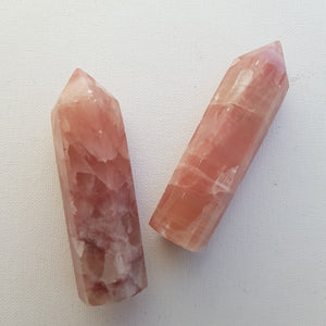 Rose Calcite Polished Point (assorted. approx. 9.6-10.1x3-5.3x2.6-4cm)