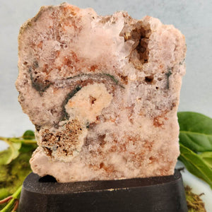 Pink Amethyst Slab in Wooden Stand