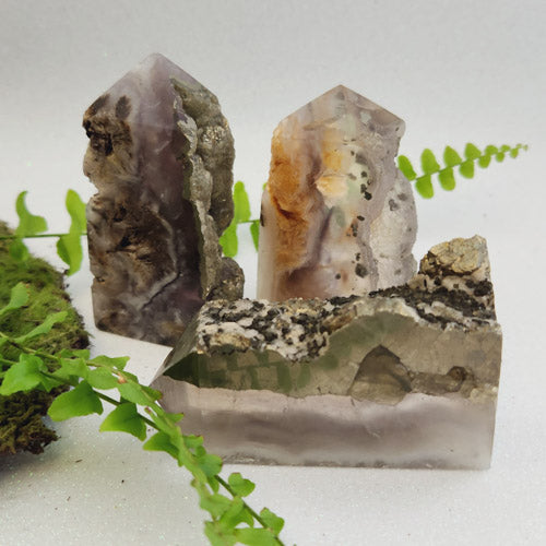 Fluorite & Pyrite Partially Polished Point (assorted. approx. 6.6-7.6x2.3-2.4x3.9-4.6cm)