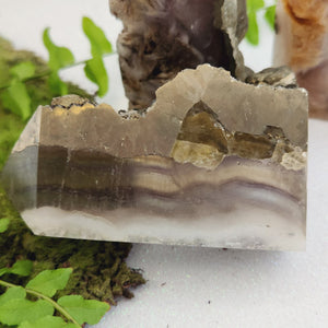 Fluorite & Pyrite Partially Polished Point