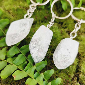 Clear Crackle Quartz Partially Polished Point Keyring