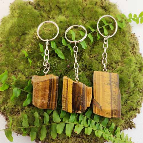 Gold Tiger's Eye Slab Keyring (assorted)