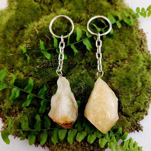 Citrine Raw Point Keyring (heat treated & assorted)