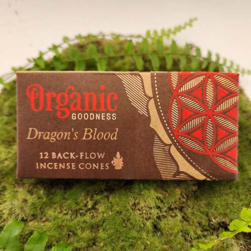 Dragons Blood Backflow Incense Cones (Organic Goodness. Pack of 12)