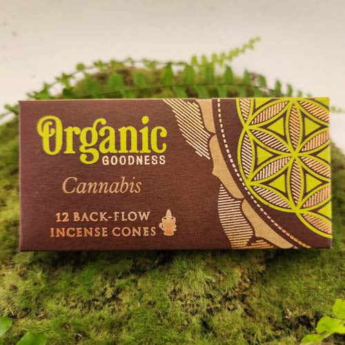 Cannabis Backflow Incense Cones (Organic Goodness. Pack of 12)