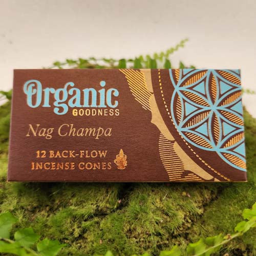 Nag Champa Backflow Incense Cones (Organic Goodness. Pack of 12)