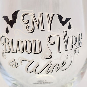 Blood Type Stemless Wine Glass