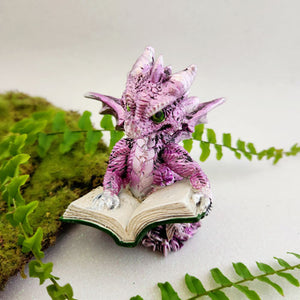 Purple Dragon Reading Book Ornament
