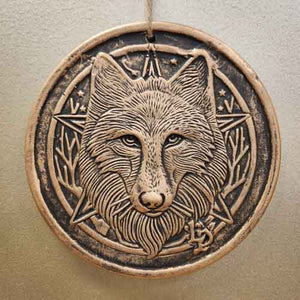 Wolf Bronze Terracotta Plaque by Lisa Parker