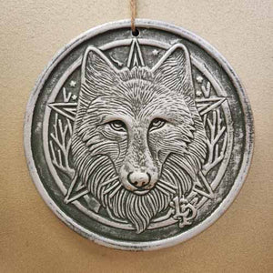 Wolf Silver Terracotta Plaque by Lisa Parker