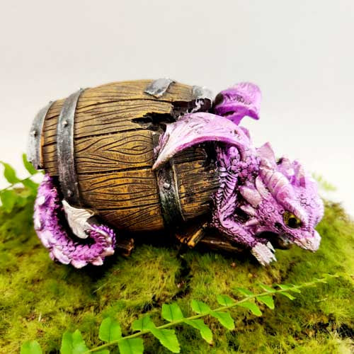 Purple Dragon In Barrel Ornament (approx. 11x6cm)