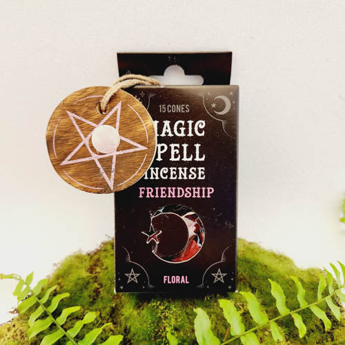 Floral Friendship Spell Incense Cones With Wooden Pentagram Holder (includes 15 cones)