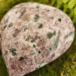 Green Tourmaline in Lepidolite Heart