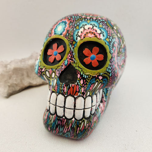 Multi Coloured Floral Skull (approx. 11.5x10x14.5cm)
