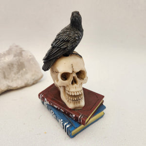 Crow Standing on Skull and Books Ornament 