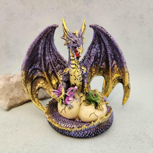 Blue Dragon With Hatchlings Ornament (approx. 14x13cm)