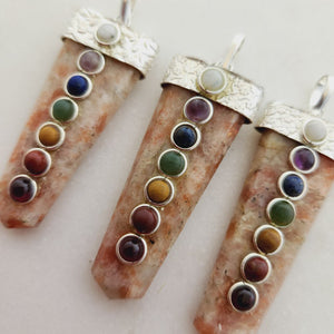 Sunstone Pendant With Chakra Stones