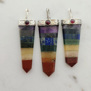 Chakra Layered Pendant with Garnet