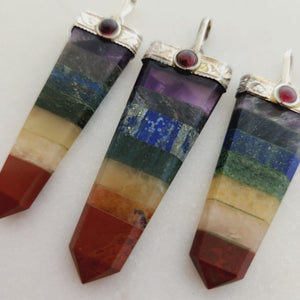 Chakra Layered Pendant with Garnet