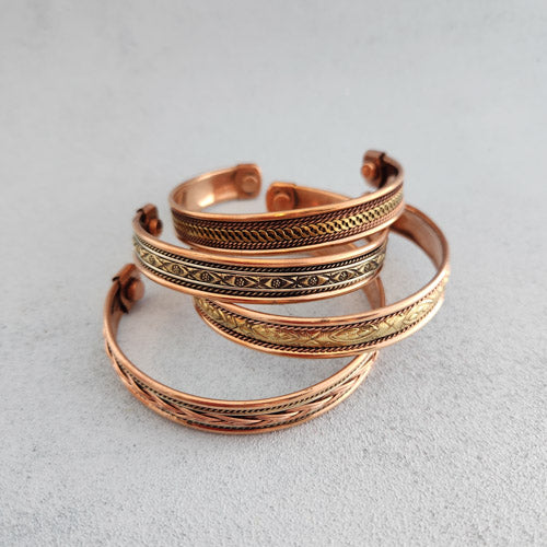 Copper Bracelet with Magnets (assorted designs. made in India)