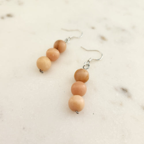 Pink Aventurine Earrings  (sterling silver hooks. hand crafted in Aotearoa New Zealand)