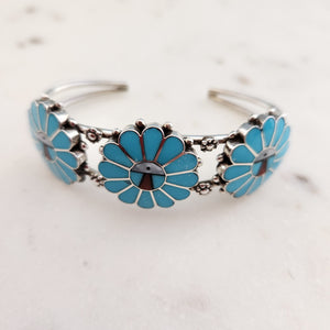 Turquoise Bracelet Crafted by Delbert Soseeah of the Zuni Tribe