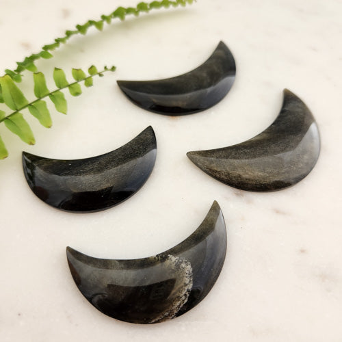 Gold Sheen Obsidian Crescent Moon (assorted. approx. 5-5.5x3-3.2cm)