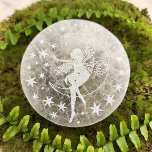 Fairy Selenite Charging Plate (approx. 10cm diameter x 1.5cm)