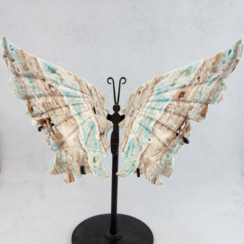 Hemimorphite Butterfly on Metal Stand (approx. 18x26.5cm not incl. stand)