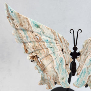 Hemimorphite Butterfly on Metal Stand