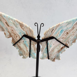 Hemimorphite Butterfly on Metal Stand