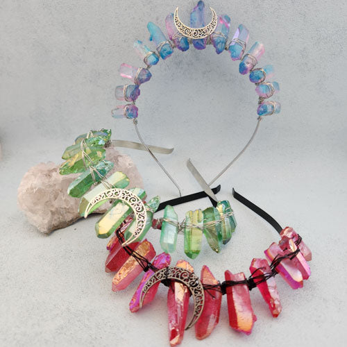Electroplated Quartz Tiara Headband (assorted colours)