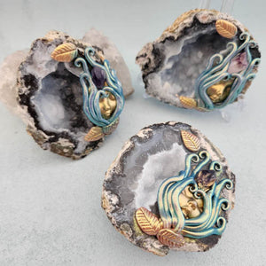 Goddess Embellished Mexican Agate Geode Piece